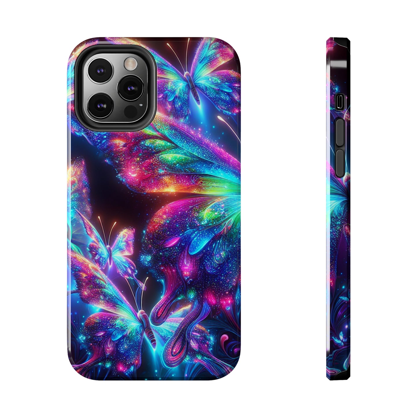 "Butterfly Prism Eruption" NEON Butterflies Tough Phone Case