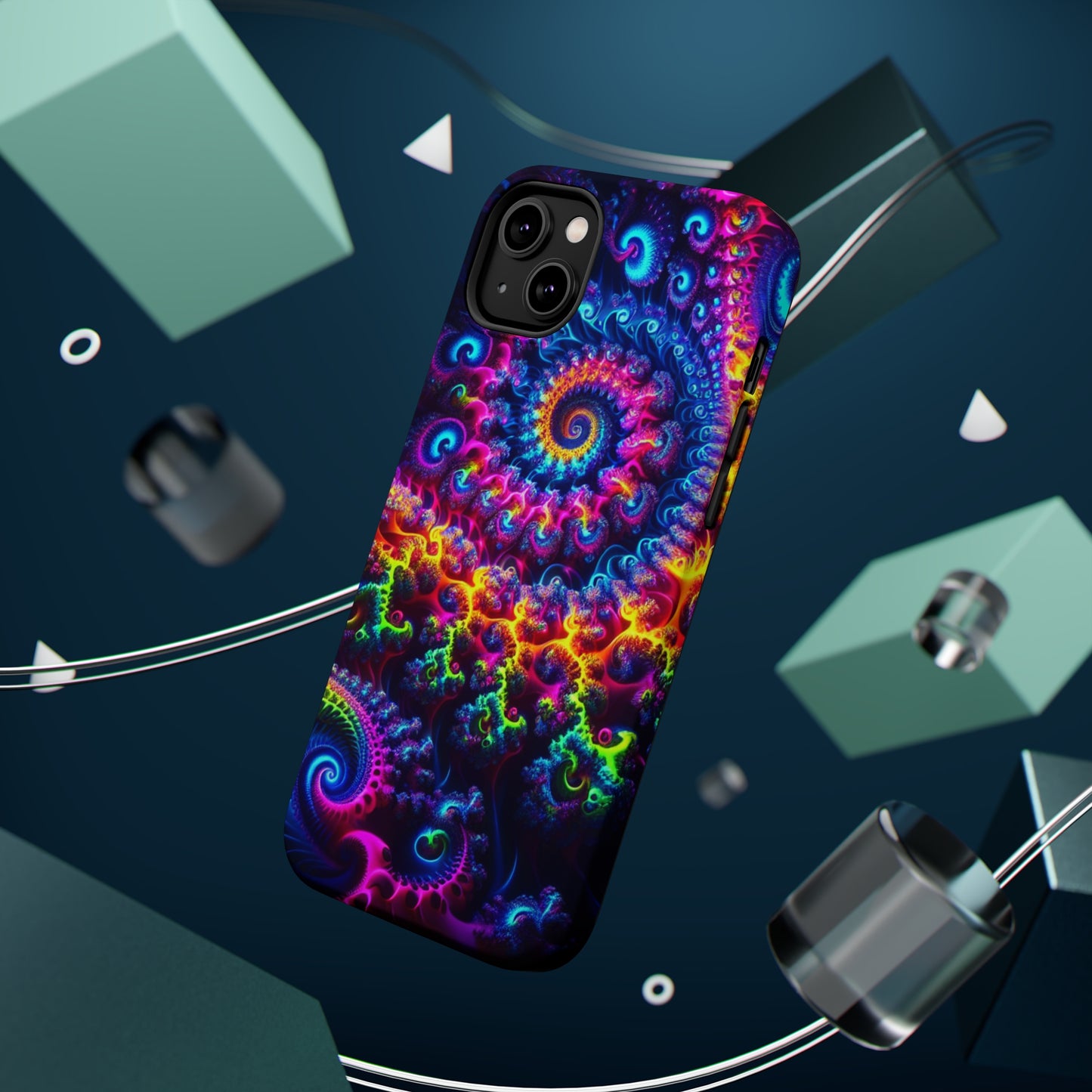 Twilight Infinyscape Neon Trippy Infinity Patterns Premium Art Magsafe Magnet Tough IPhone 13 14 15 Pro Plus Max and Mini in Matte and Glossy Phone cases