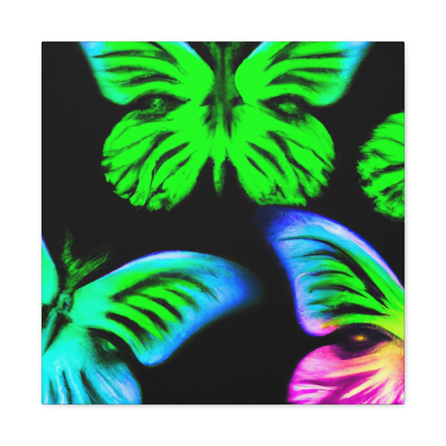"Neon Dreamweavers". Neon Butterflies  Art Canvas