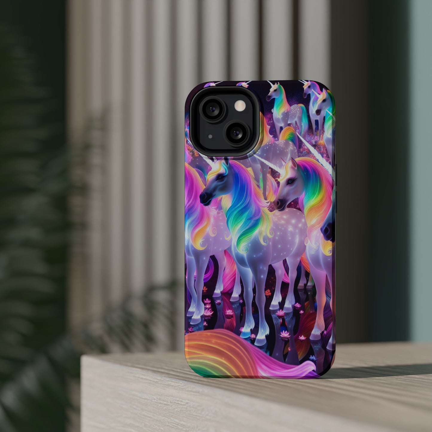 Neon Wonderland Unicorns Neon Unicorns Premium Art Magsafe Magnet Tough IPhone 13 14 15 Pro Plus Max and Mini in Matte and Glossy Phone cases