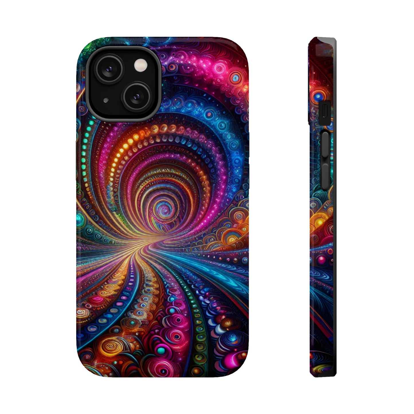 Neon Eternal Infinity Oasis. Neon Trippy Infinity Patterns Premium Art Magsafe Magnet Tough IPhone 13 14 15 Pro Plus Max and Mini in Matte and Glossy Phone cases