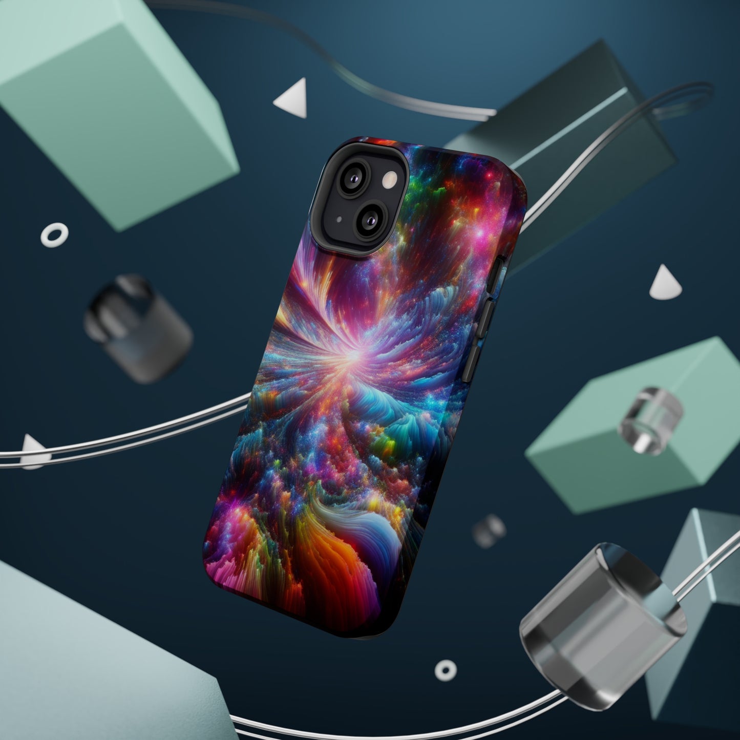 Neon Infinity Chromadrift. Neon Trippy Infinity Patterns Premium Art Magsafe Magnet Tough IPhone 13 14 15 Pro Plus Max and Mini in Matte and Glossy Phone cases