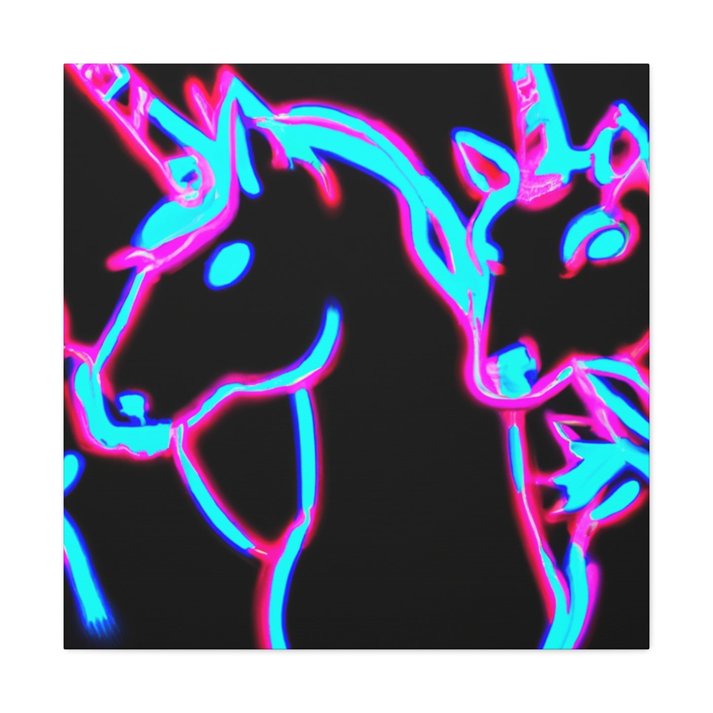 Vibrant Neon Dreamscape NEON Unicorns Art Canvas