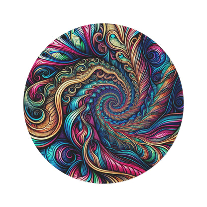 Neon Ouroboros Mosaic Infinity Patterns Round Rug