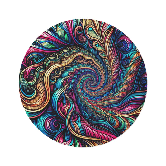 Neon Ouroboros Mosaic Infinity Patterns Round Rug