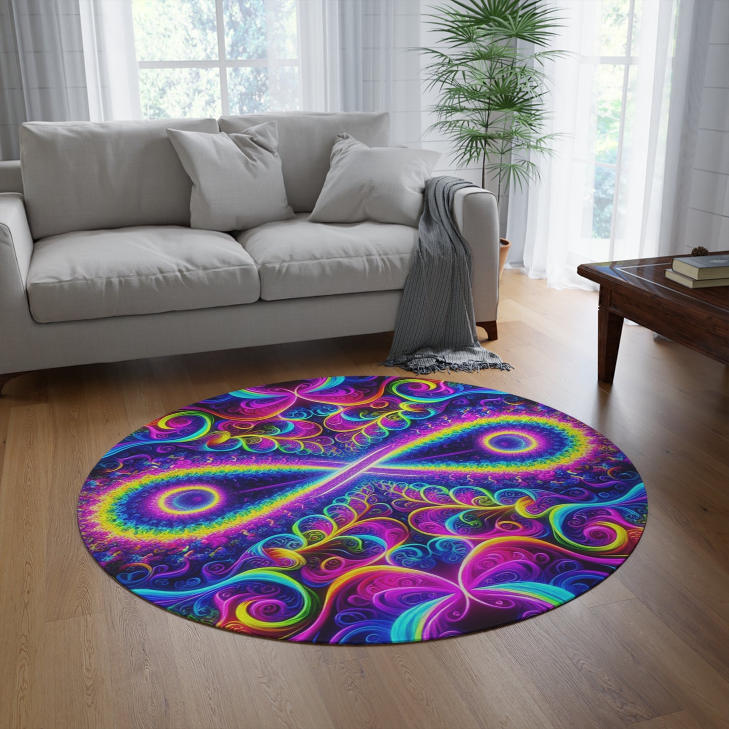 Interdimensional Fluxscape. Infinity Patterns Round Rug