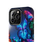 "Electric Morpho Rain" NEON Butterflies Tough Phone Case Iphone  7 8 9 10 11 12 13 14 SE X XR XS Pro Max Mini Plus