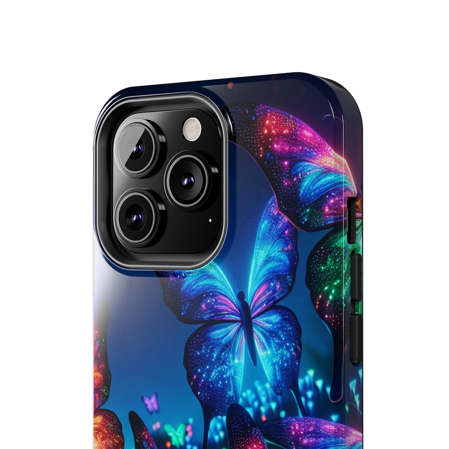 "Electric Morpho Rain" NEON Butterflies Tough Phone Case Iphone  7 8 9 10 11 12 13 14 SE X XR XS Pro Max Mini Plus
