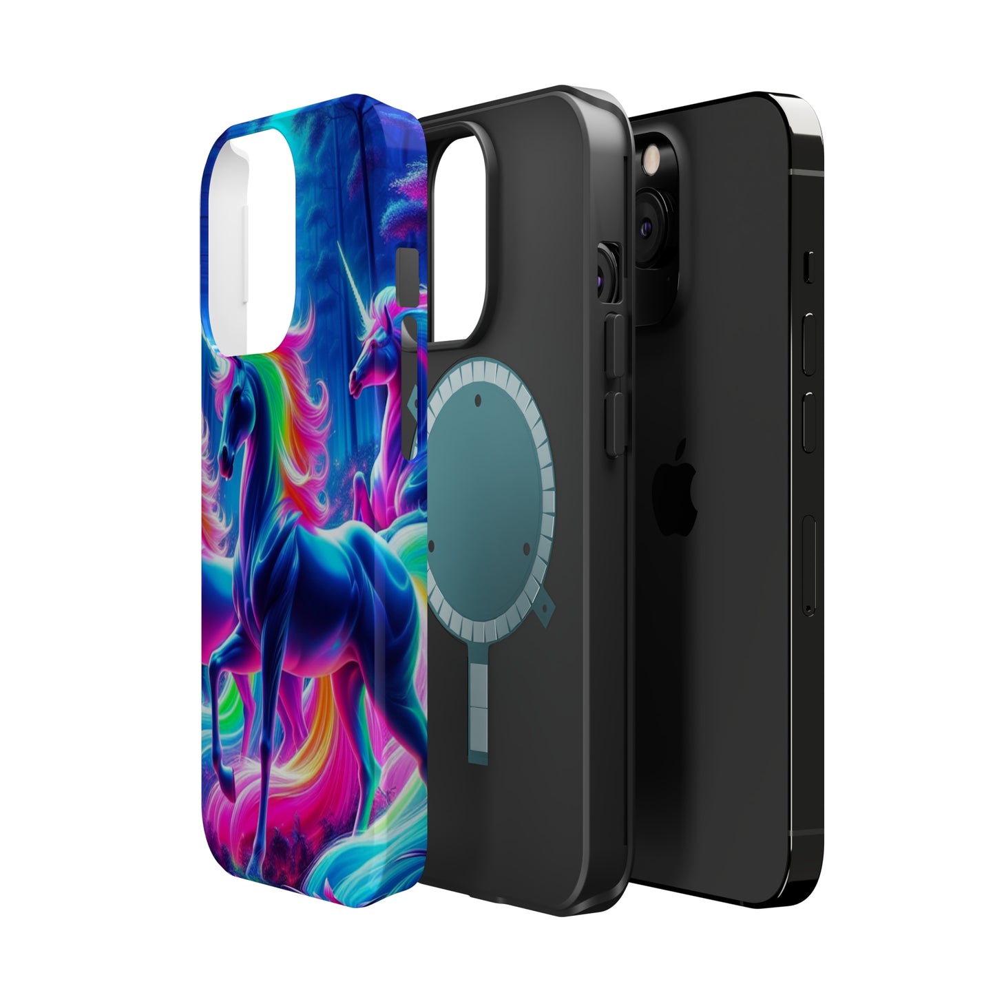 NeonNocturnals Neon Unicorns Premium Art Magsafe Magnet Tough IPhone 13 14 15 Pro Plus Max and Mini in Matte and Glossy Phone cases