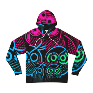 "Bright-eyed Brotherhood" - NEON Owls AOP Hoodie