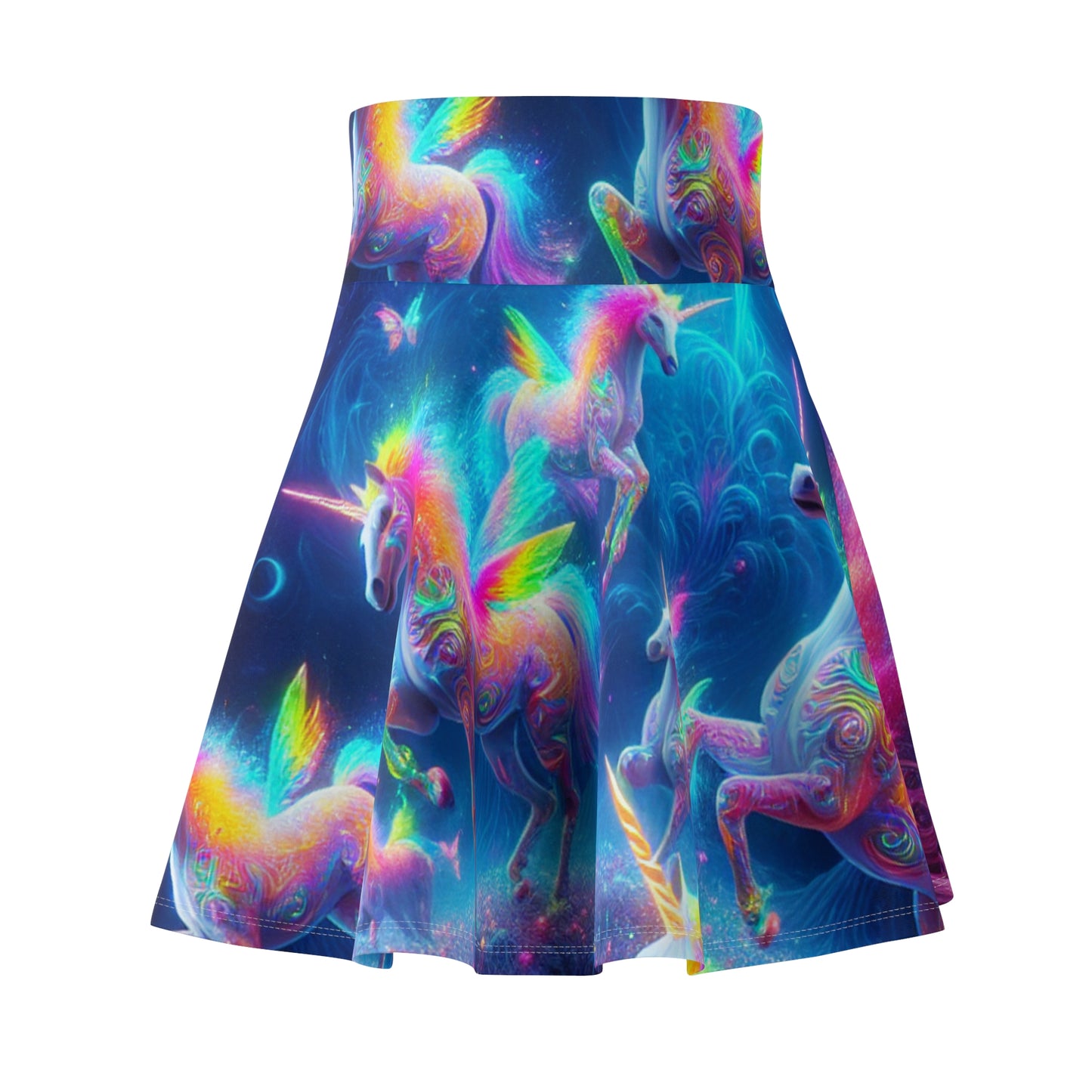 1. "Vivacious Voyage" -NEON Unicorns Woman' Skater Skirt