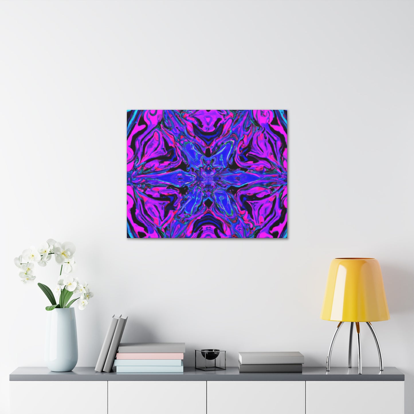 Vivid Trancendent Neon Dimensions. Trippy Infinity Patterns Art Canvas