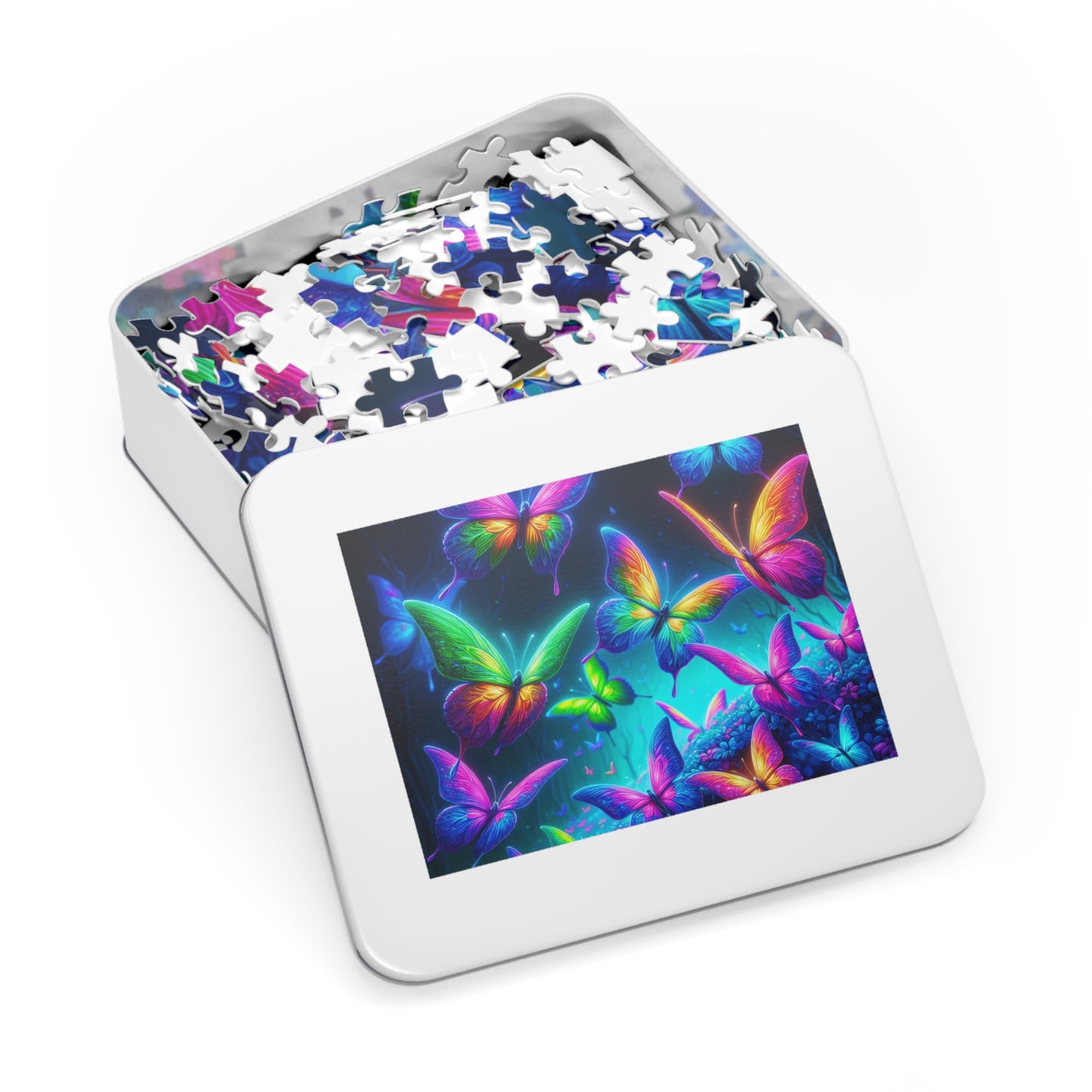 Neon Flutter. - Neon Butterflies Puzzle30, 110, 252, and 1000 Pieces