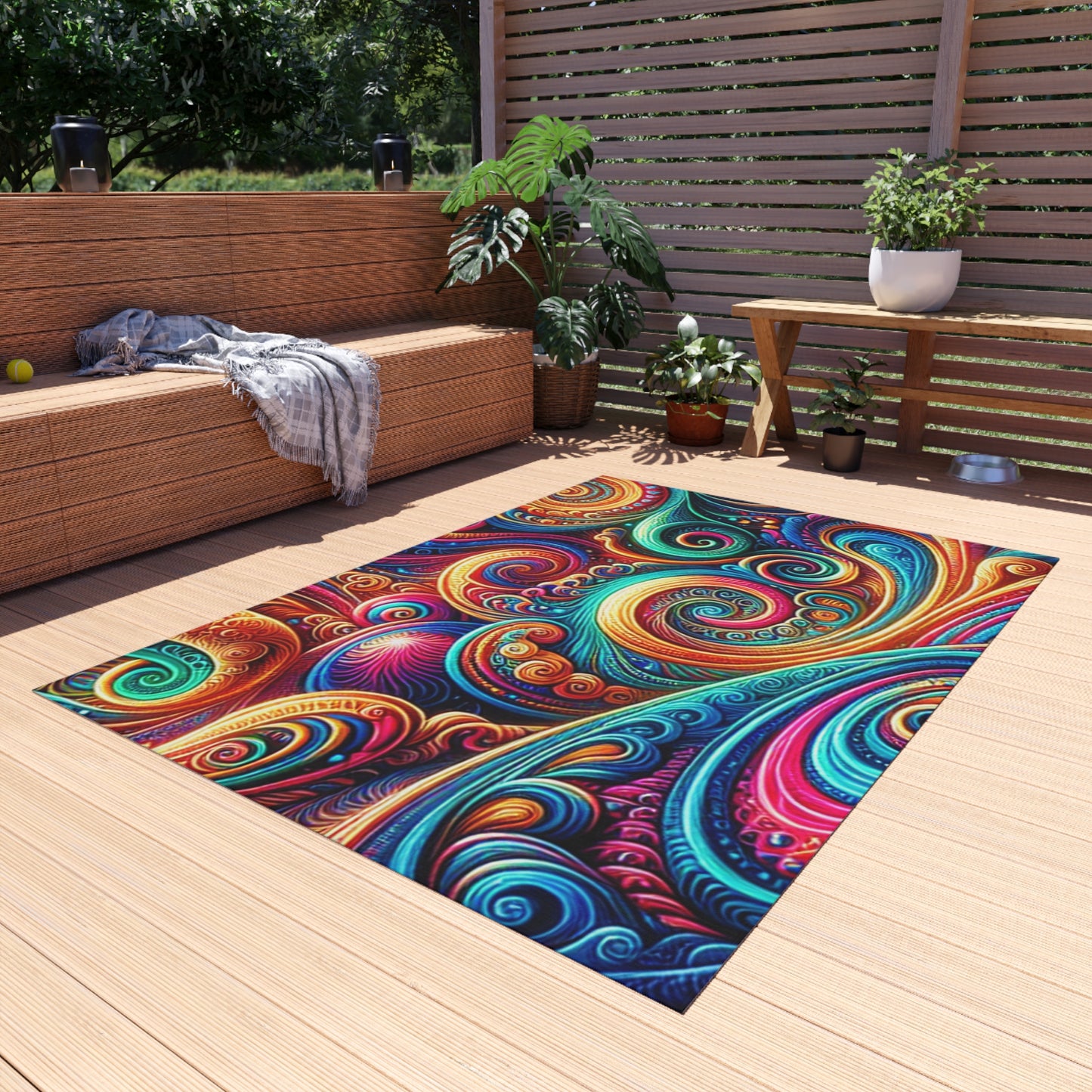 Vibrancy of the Cosmos. Infinity Patterns Outdoor Rug