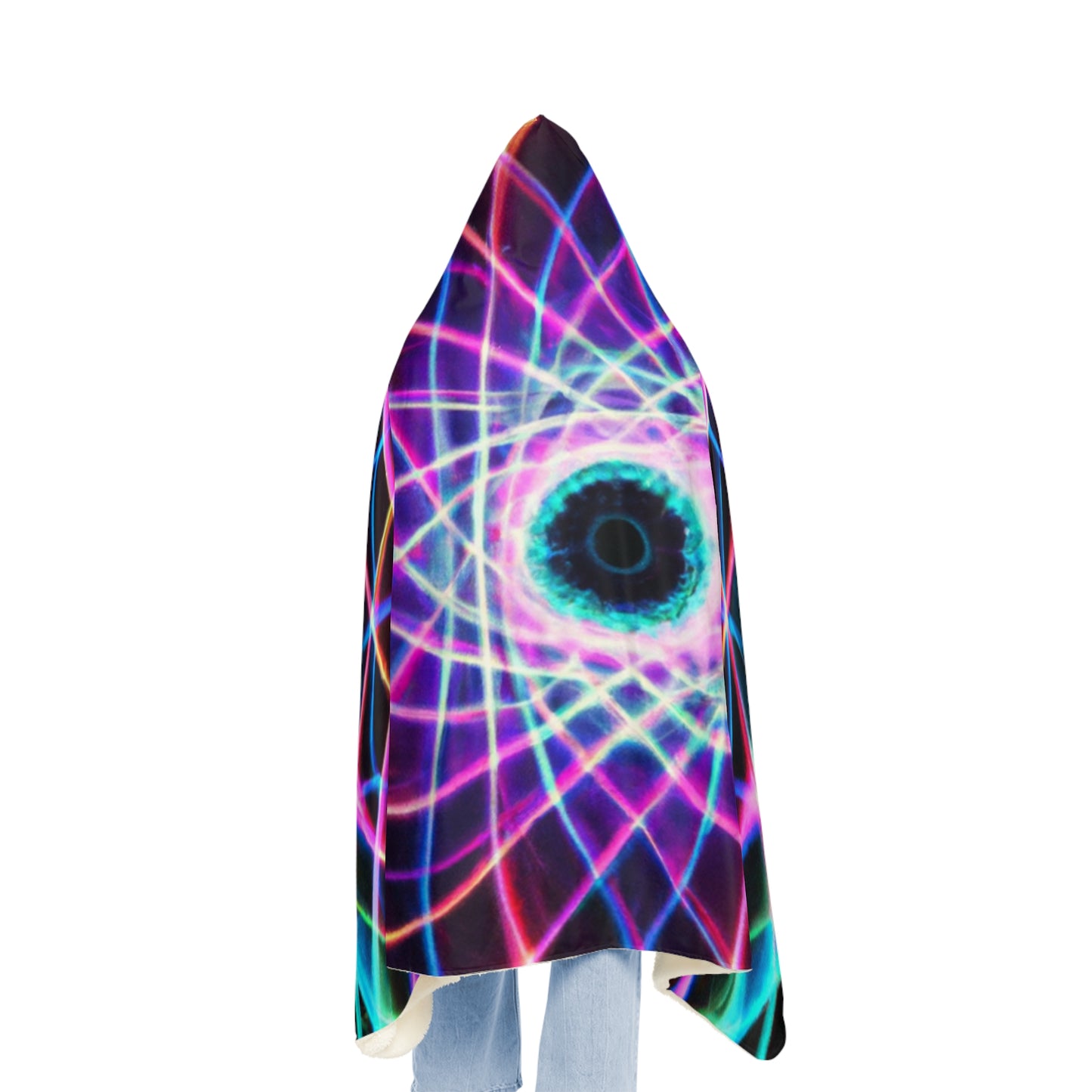 "Electric Universe" - NEON Infinity Patterns Art Hooded Snuggle Blanket