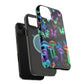 "Neon Burst Wonderland". Neon Butterflies and Mushrooms Premium Art Magsafe Magnet Tough IPhone 13 14 15 Pro Plus Max and Mini in Matte and Glossy Phone cases