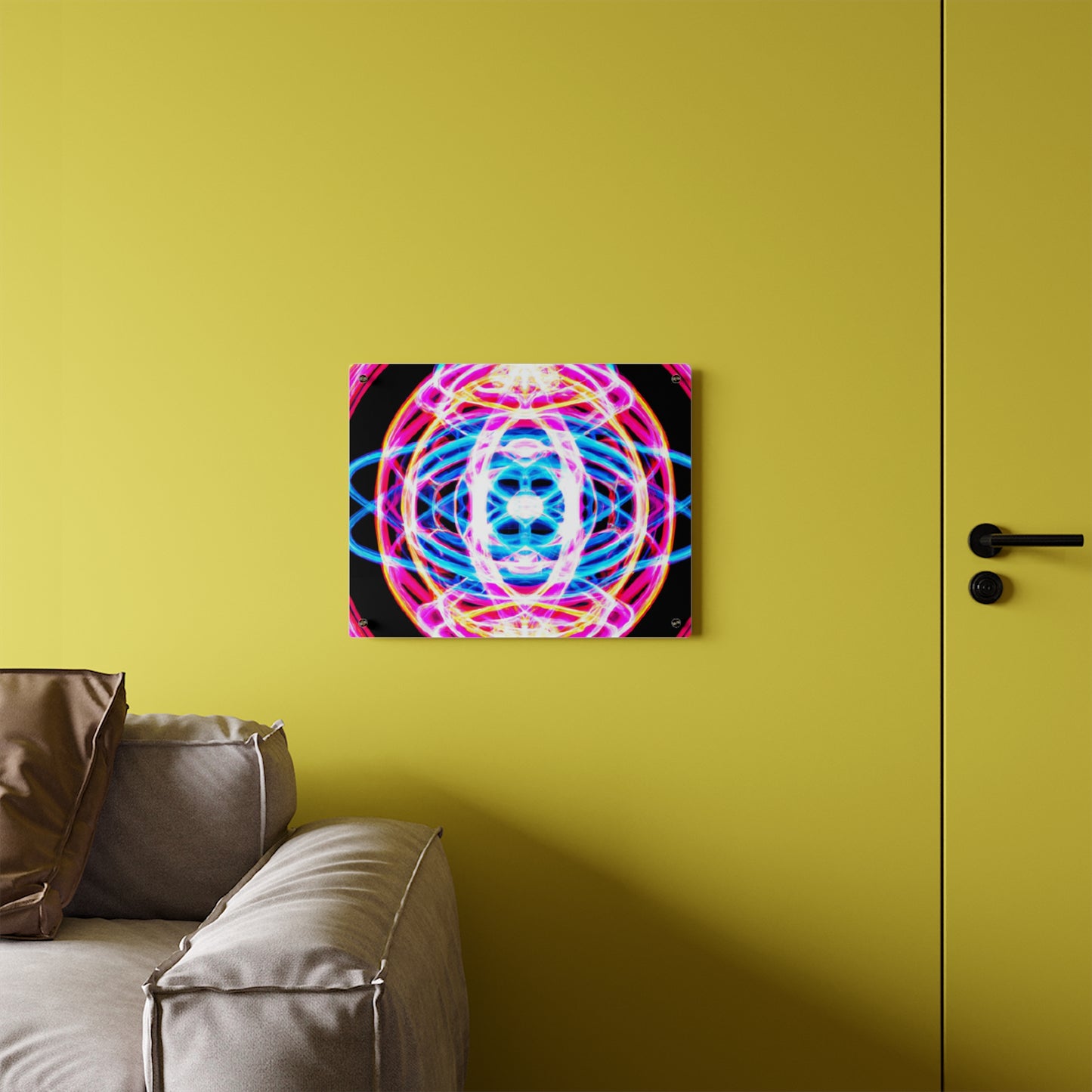 Neon Infinity Extravaganza. Trippy Infinity Patterns Acrylic Art Panel