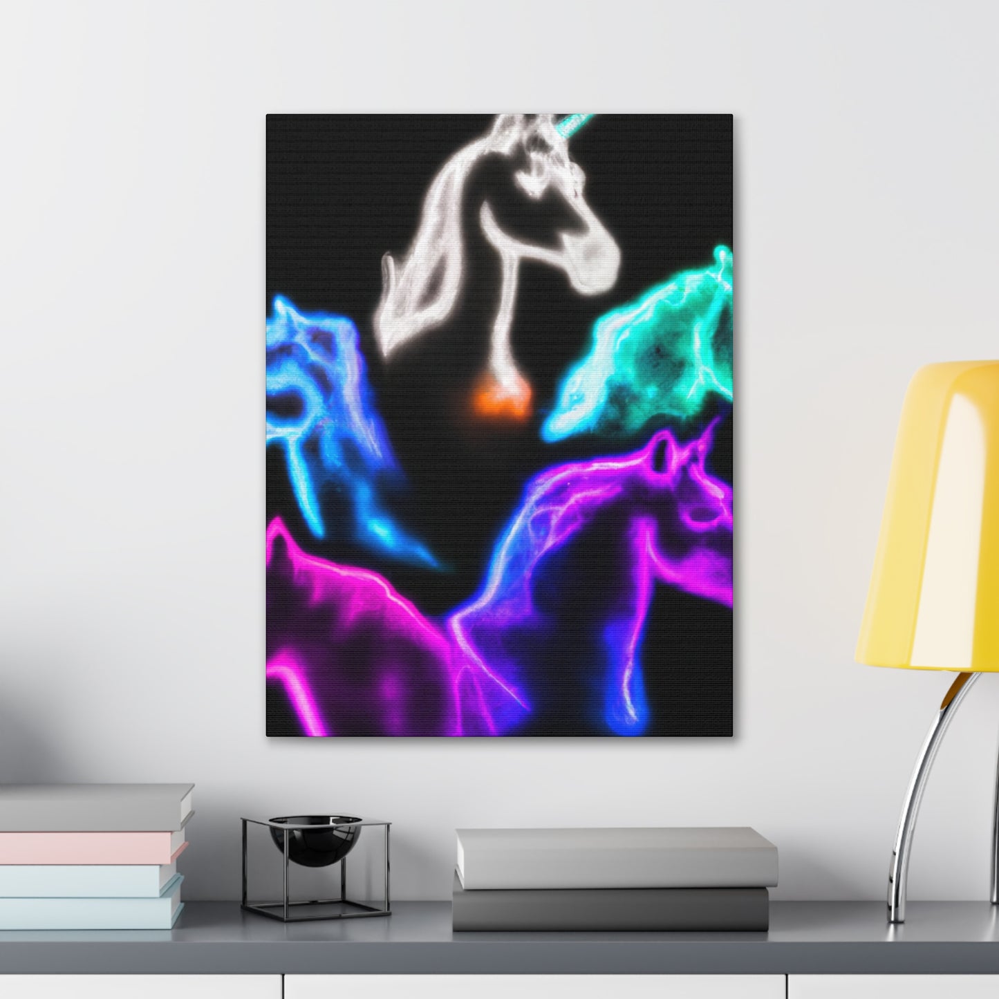 "Neon Harmony" NEON Unicorns Art Canvas