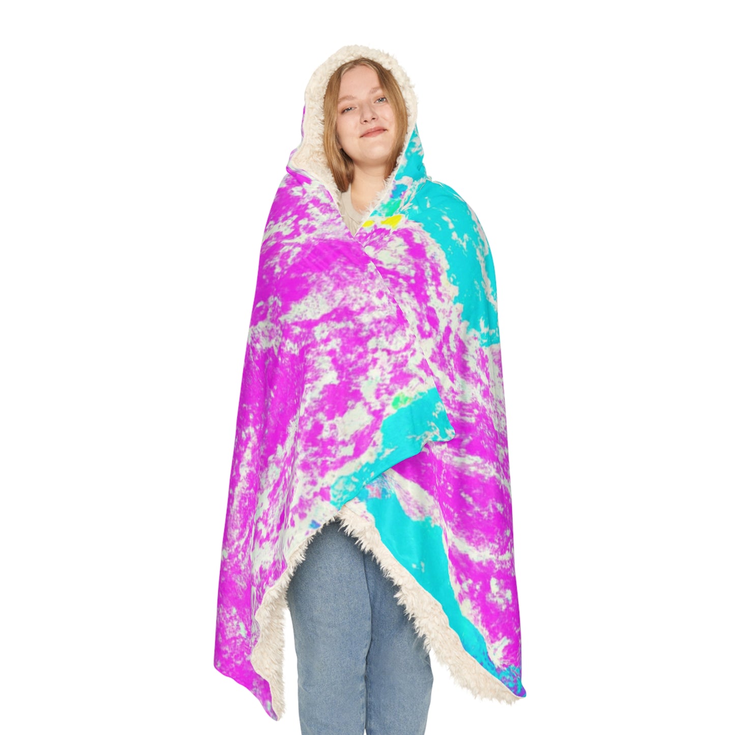 "Aurora's Rainbow Unicorns" - NEON Unicorns Art Hooded Snuggle Blanket
