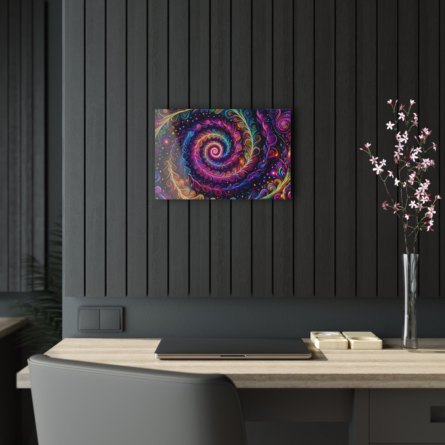 Vibrant Infinity Voyage. Trippy infity Pattern 1/4" Glossy Acrylic Art
