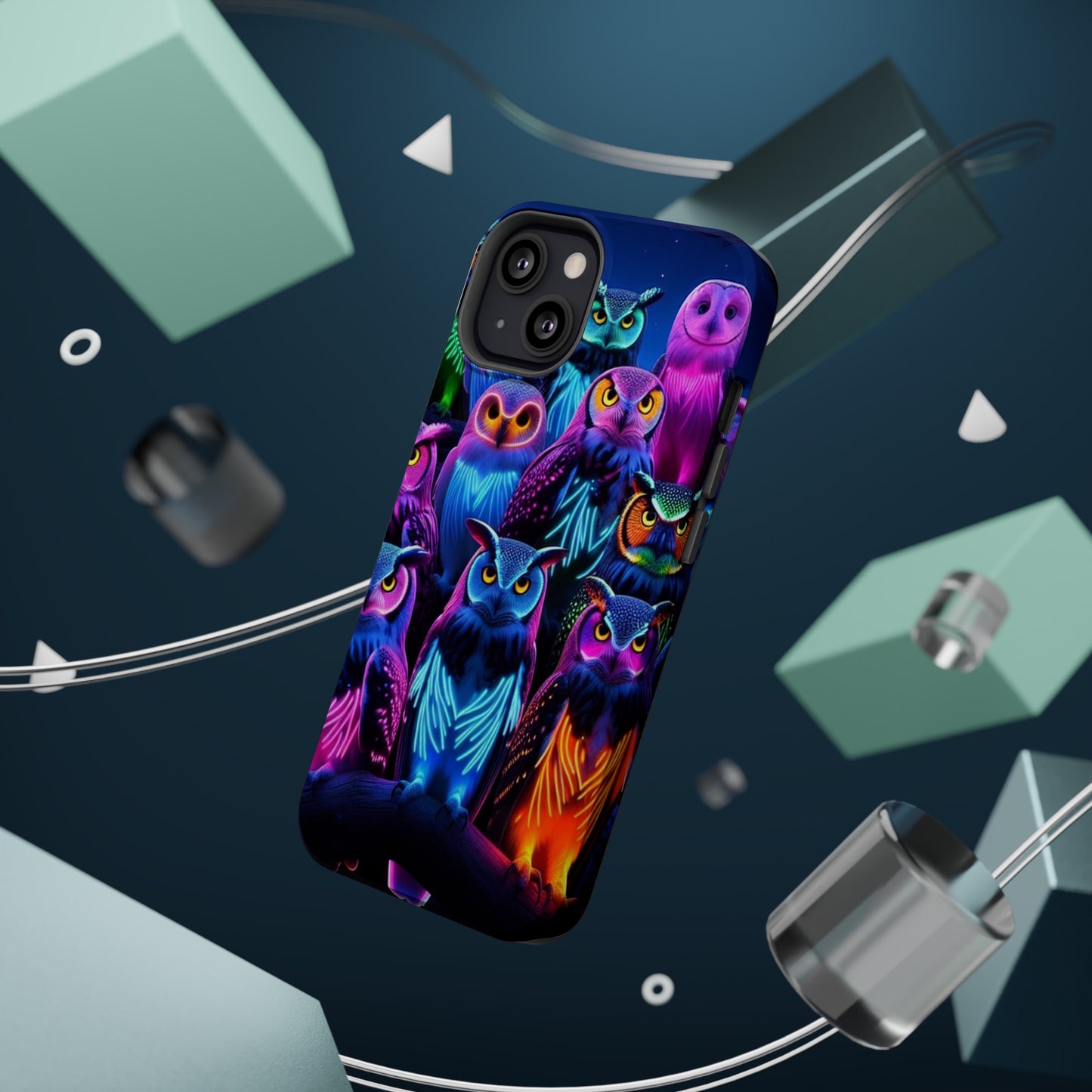 Neon Nocturne Owls. Neon Owls Premium Art Magsafe Magnet Tough IPhone 13 14 15 Pro Plus Max and Mini in Matte and Glossy Phone cases