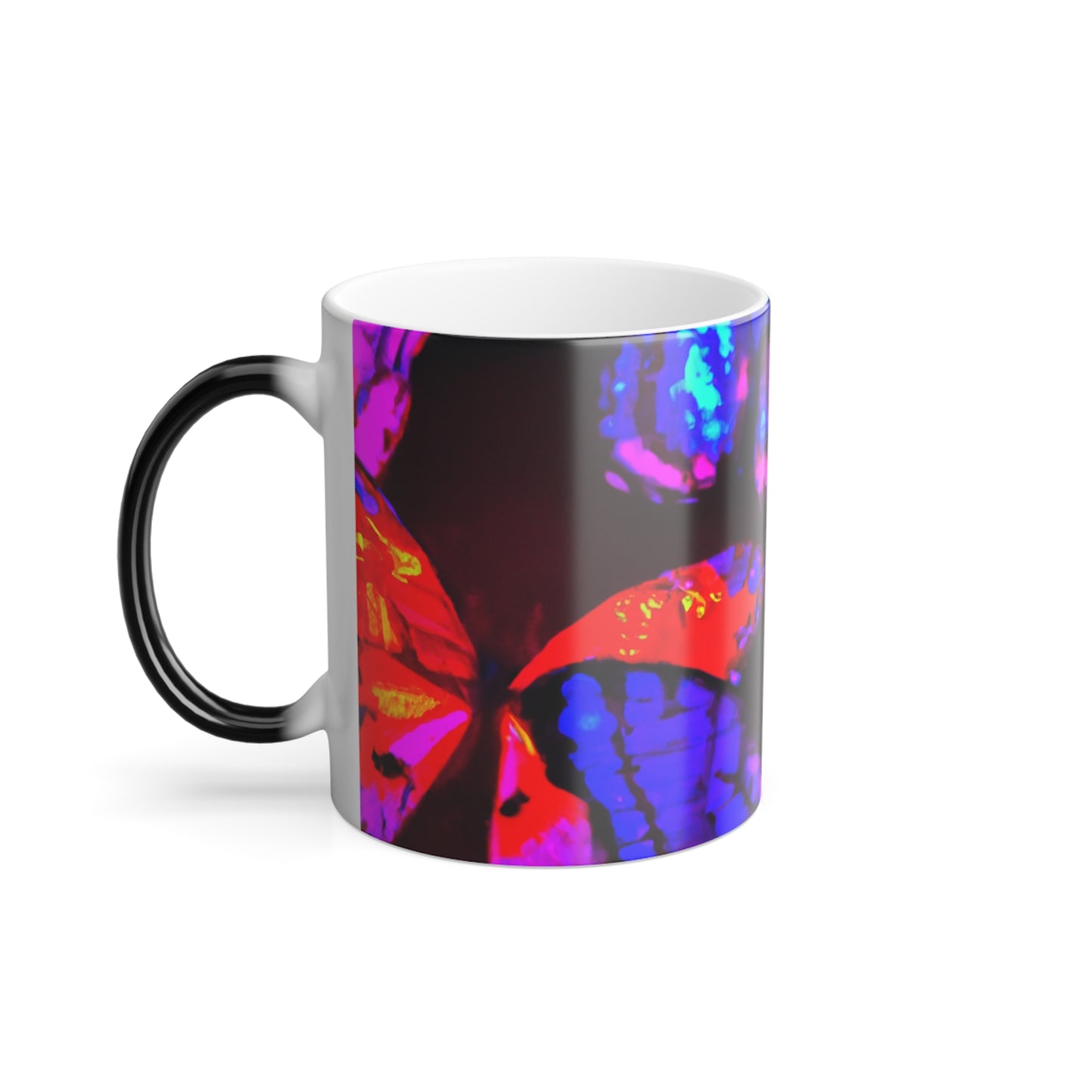 "Luminous Fanciful Flight" Neon Butterflies 11oz Color Morphing Mug