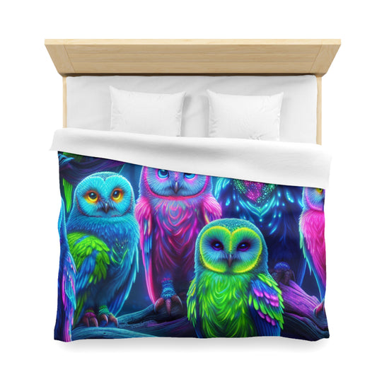 Pietro Guglielmo - NEON Owls Microfiber Duvet Cover