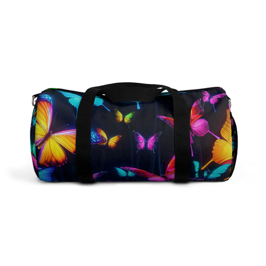Celestial Splendor - Neon Butterflies Duffle Bag
