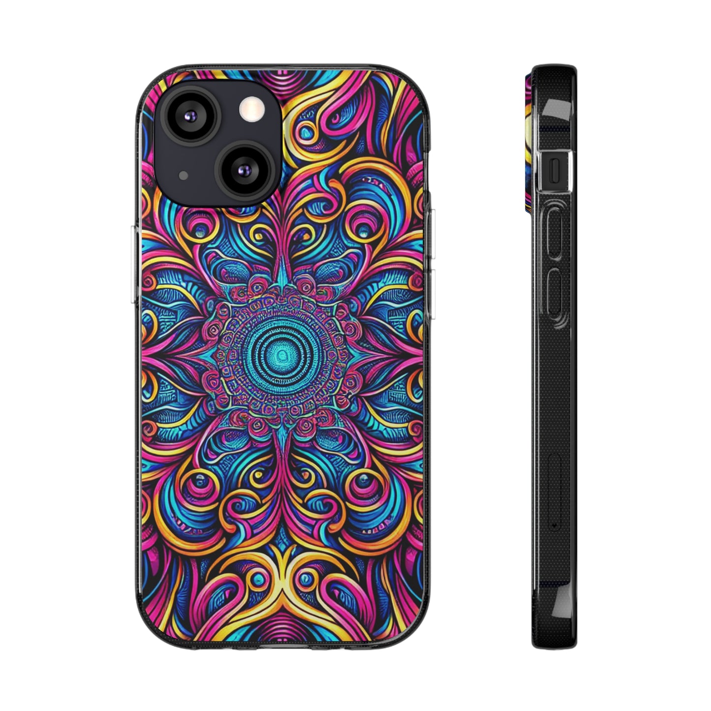 "Fantasia of Fluorescence" Infinity Patterns Art Polycarbonate Phone Case Samsung Galaxy s21 s22 Google Pixel 6 Iphone 11 12 13 14 Pro Max Mini Plus