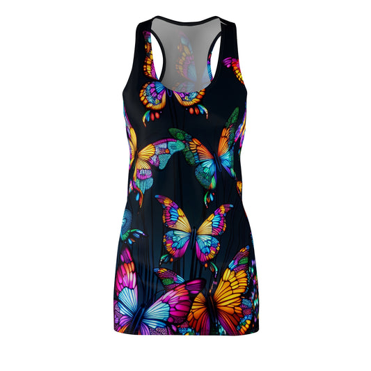 Neon Twilight Fireflies Neon Butterflies  Racerback Dress