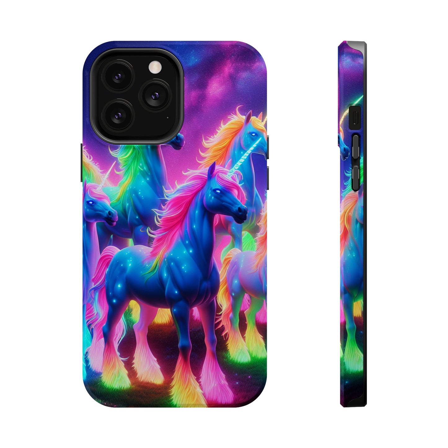 Neon Unicorn Congregation Neon Unicorns Premium Art Magsafe Magnet Tough IPhone 13 14 15 Pro Plus Max and Mini in Matte and Glossy Phone cases