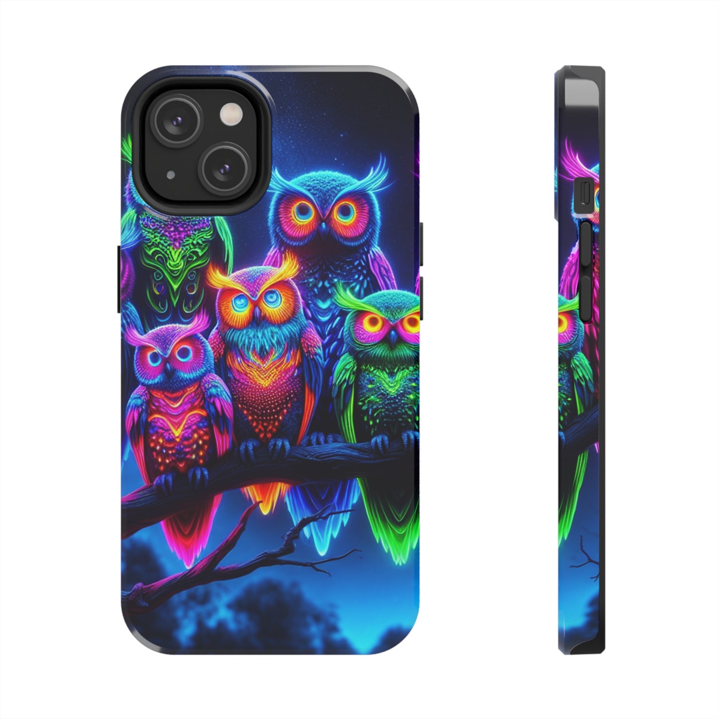 'Neon Rainbow Owls' NEON Owls Tough Phone Case