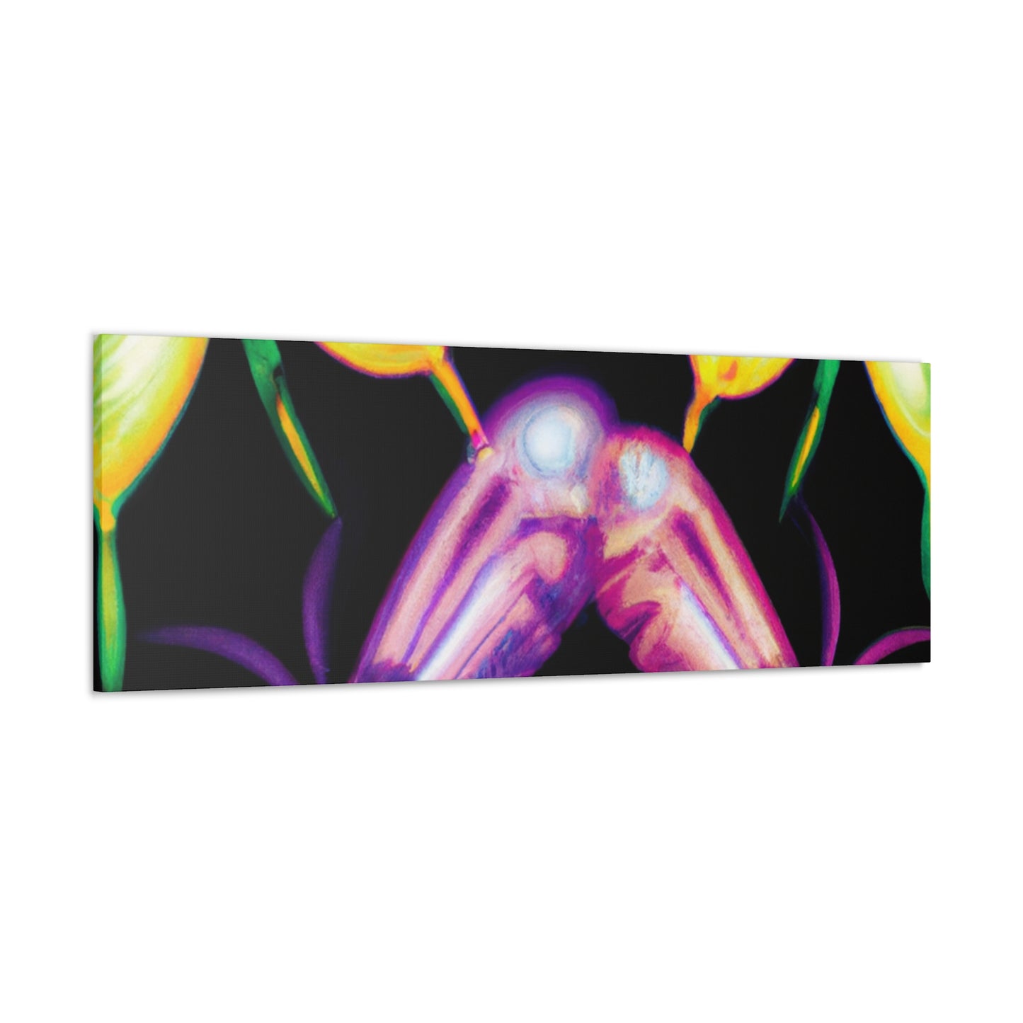 'Neon Flutter Skies' Neon Butterflies  Art Canvas