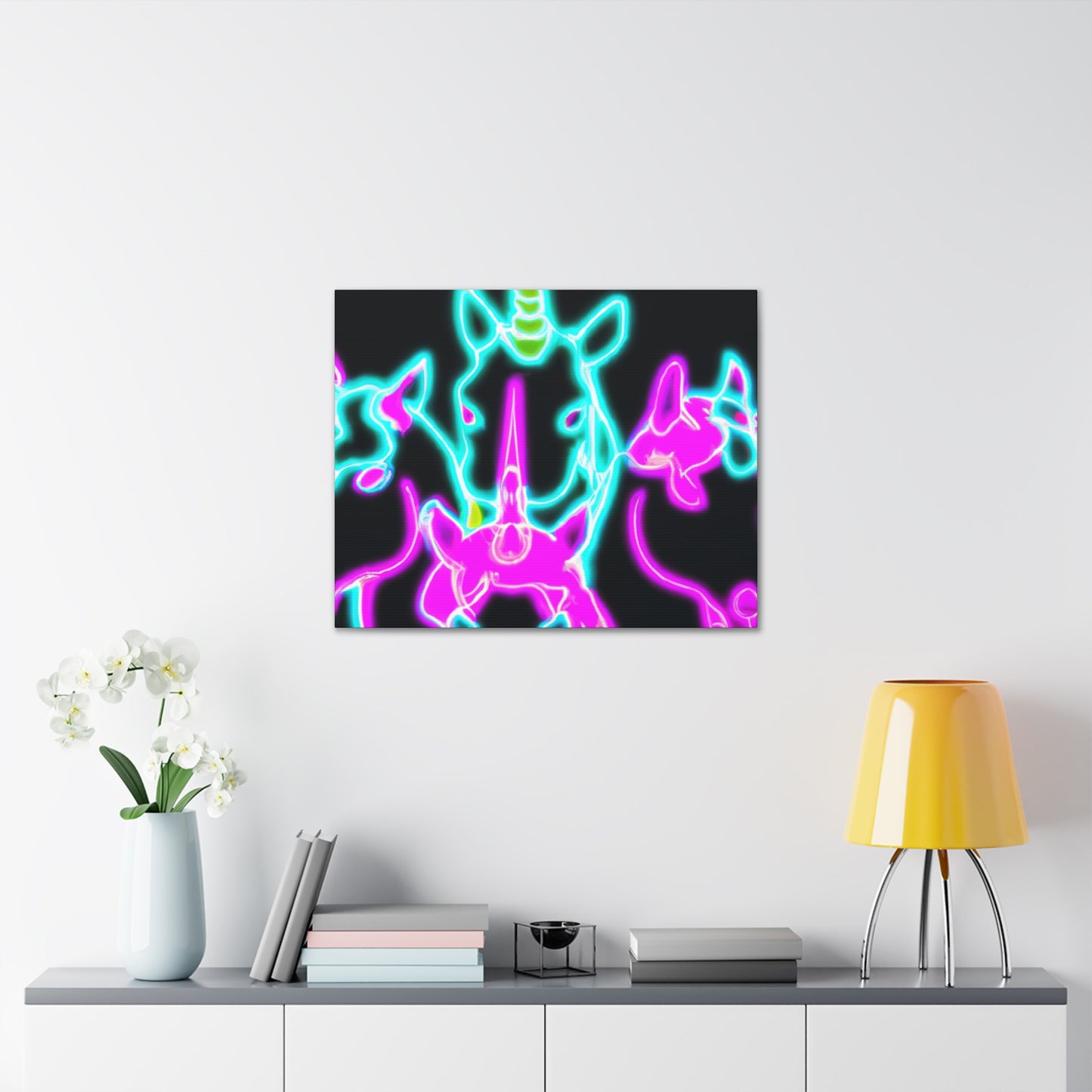 Neon Unicorns Galore! NEON Unicorns Art Canvas
