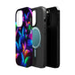 "Vibrant Neon Flutter" Neon Butterflies Premium Art Magsafe Magnet Tough IPhone 13 14 15 Pro Plus Max and Mini in Matte and Glossy Phone cases
