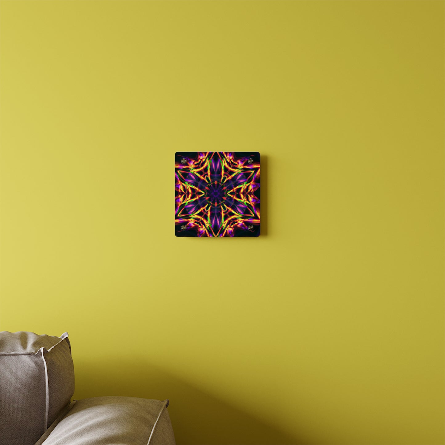 Neon Ascension. Trippy Infinity Patterns Acrylic Art Panel