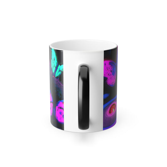 Neon Visionscapes. Mushrooms & Butterflies 11oz Color Morphing Mug