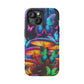 Neon Fantasia. Neon Butterflies and Mushrooms Premium Art Magsafe Magnet Tough IPhone 13 14 15 Pro Plus Max and Mini in Matte and Glossy Phone cases