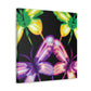 'Neon Flutter Skies' Neon Butterflies  Art Canvas