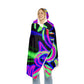 "Owlight." - NEON Owls Art Hooded Snuggle Blanket