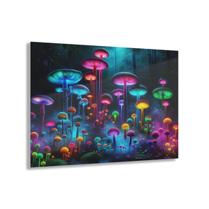 Neon Fungal Fusion. Mushrooms 1/4" Glossy Acrylic Art
