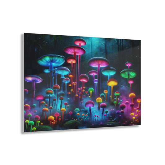 Neon Fungal Fusion. Mushrooms 1/4" Glossy Acrylic Art