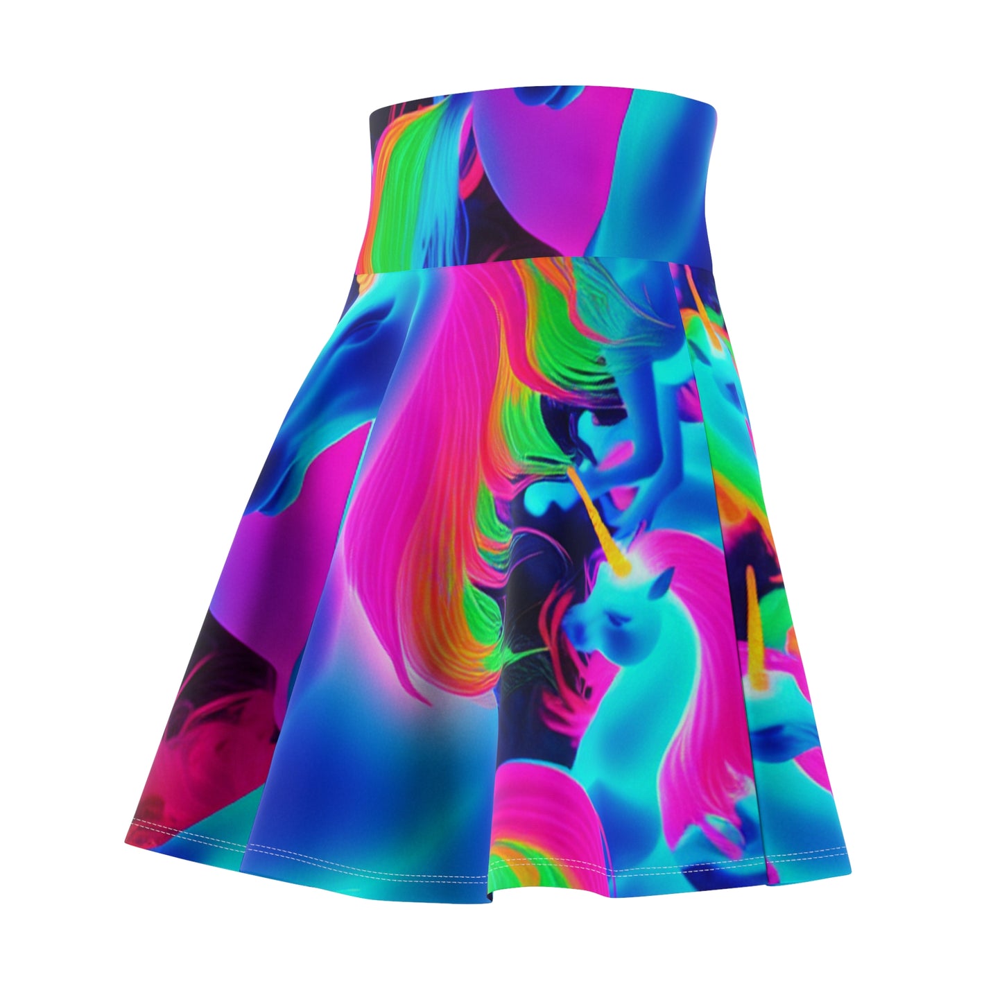 "Electronic Enchantment" -NEON Unicorns Woman' Skater Skirt