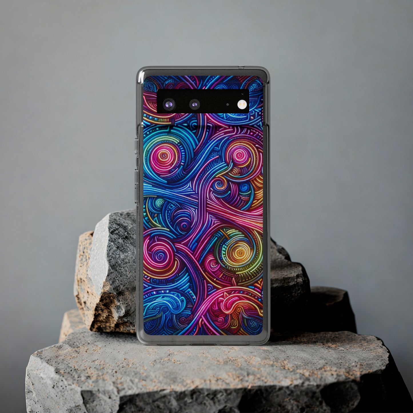 Vibrant Trippy Neon Infinity Ripples. Infinity Patterns Art Polycarbonate Phone Case Samsung Galaxy s21 s22 Google Pixel 6 Iphone 11 12 13 14 Pro Max Mini Plus