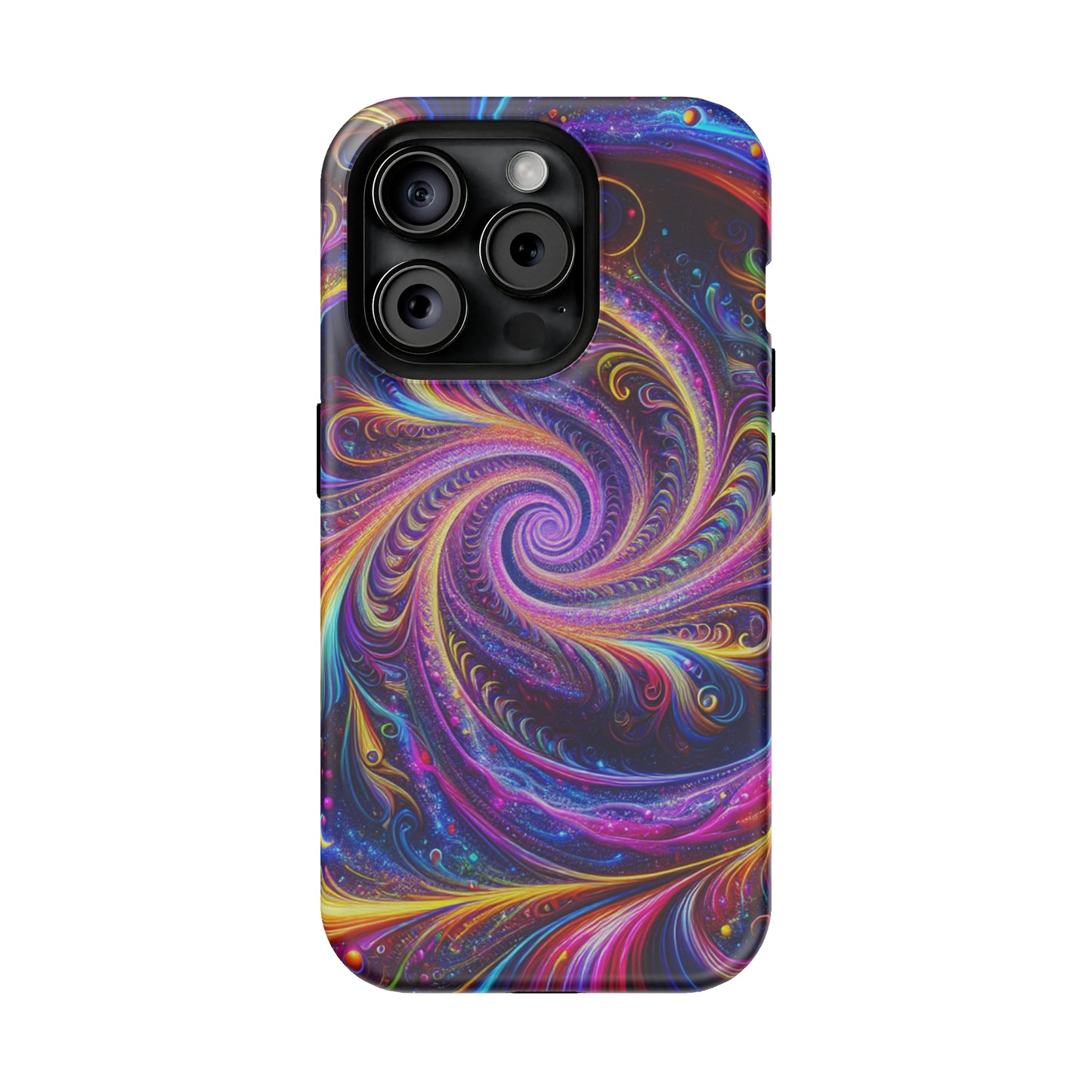 Vivid Psychedelic Cosmic Euphoria. Neon Trippy Infinity Patterns Premium Art Magsafe Magnet Tough IPhone 13 14 15 Pro Plus Max and Mini in Matte and Glossy Phone cases