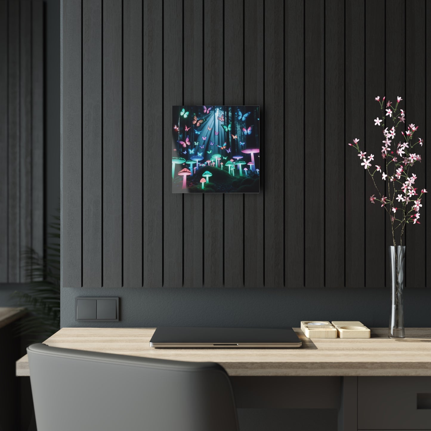 Neon Nature Fantasy Butterflies & Mushrooms 1/4" Glossy Acrylic Art