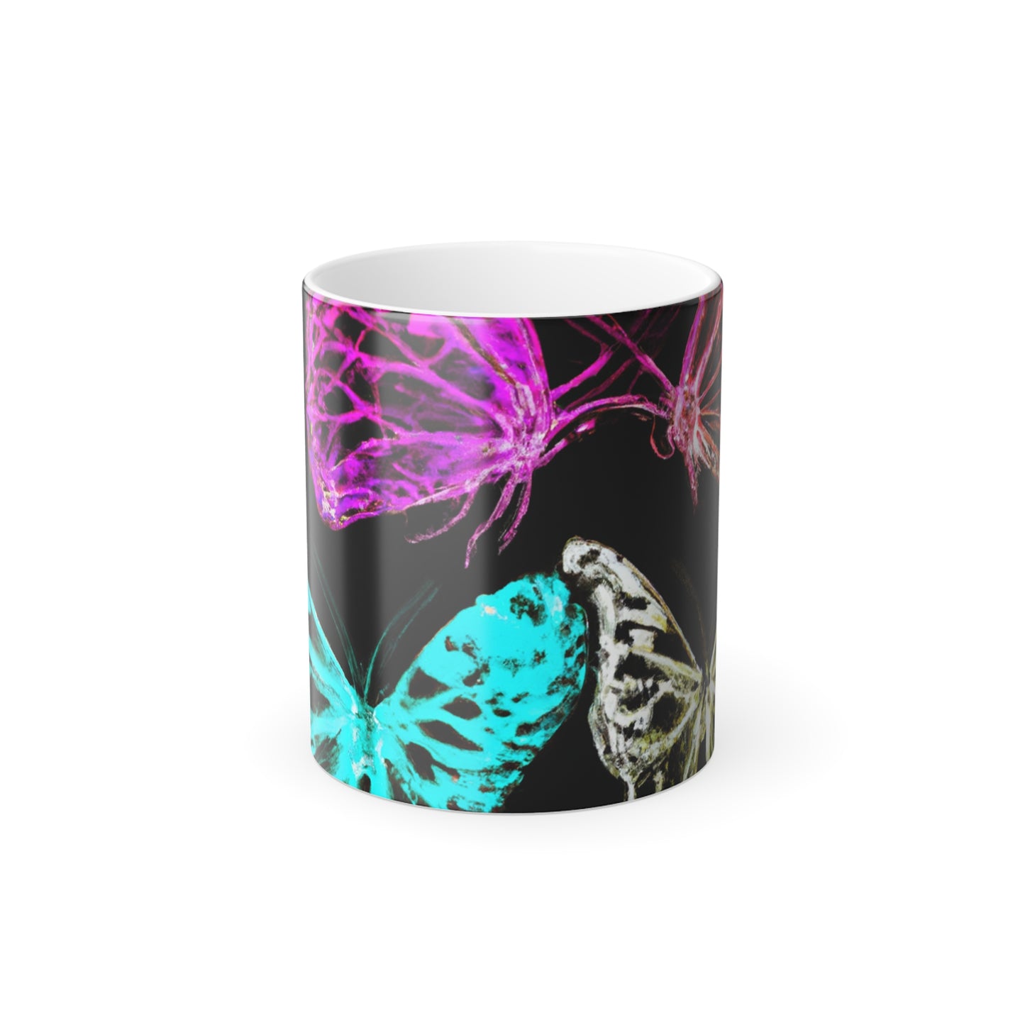Neon Butterflies Beneath the Stardust. Neon Butterflies 11oz Color Morphing Mug