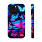 Neon Fantasy Garden Neon Butterflies and Mushrooms Premium Art Magsafe Magnet Tough IPhone 13 14 15 Pro Plus Max and Mini in Matte and Glossy Phone cases