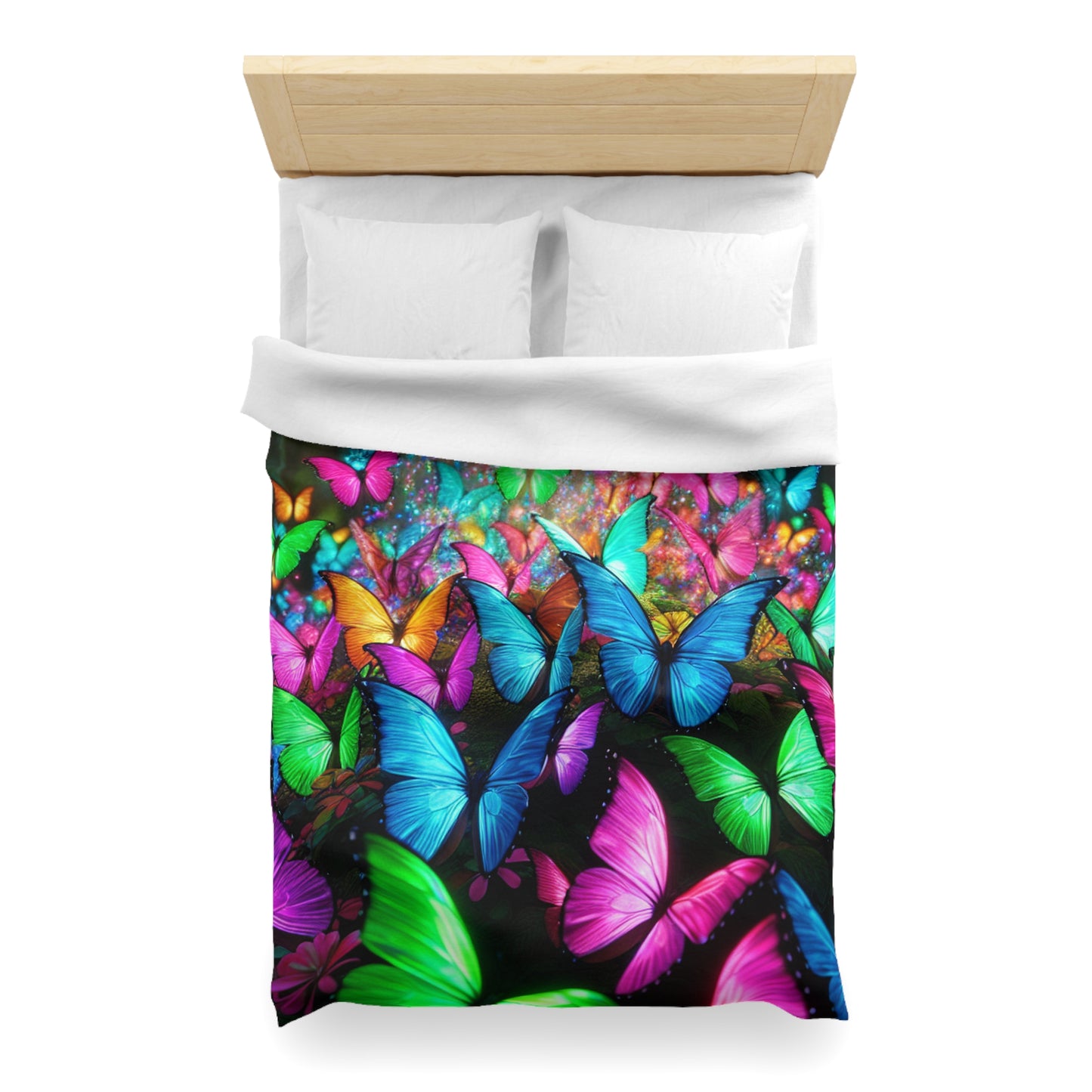 Tiberio Floriani - NEON Butterflies Microfiber Duvet Cover