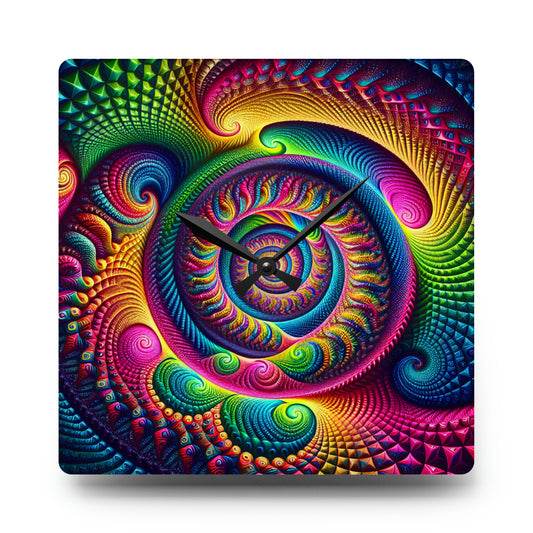 Reflective Neon Odyssey Infinity Patterns Art Acrylic Clock